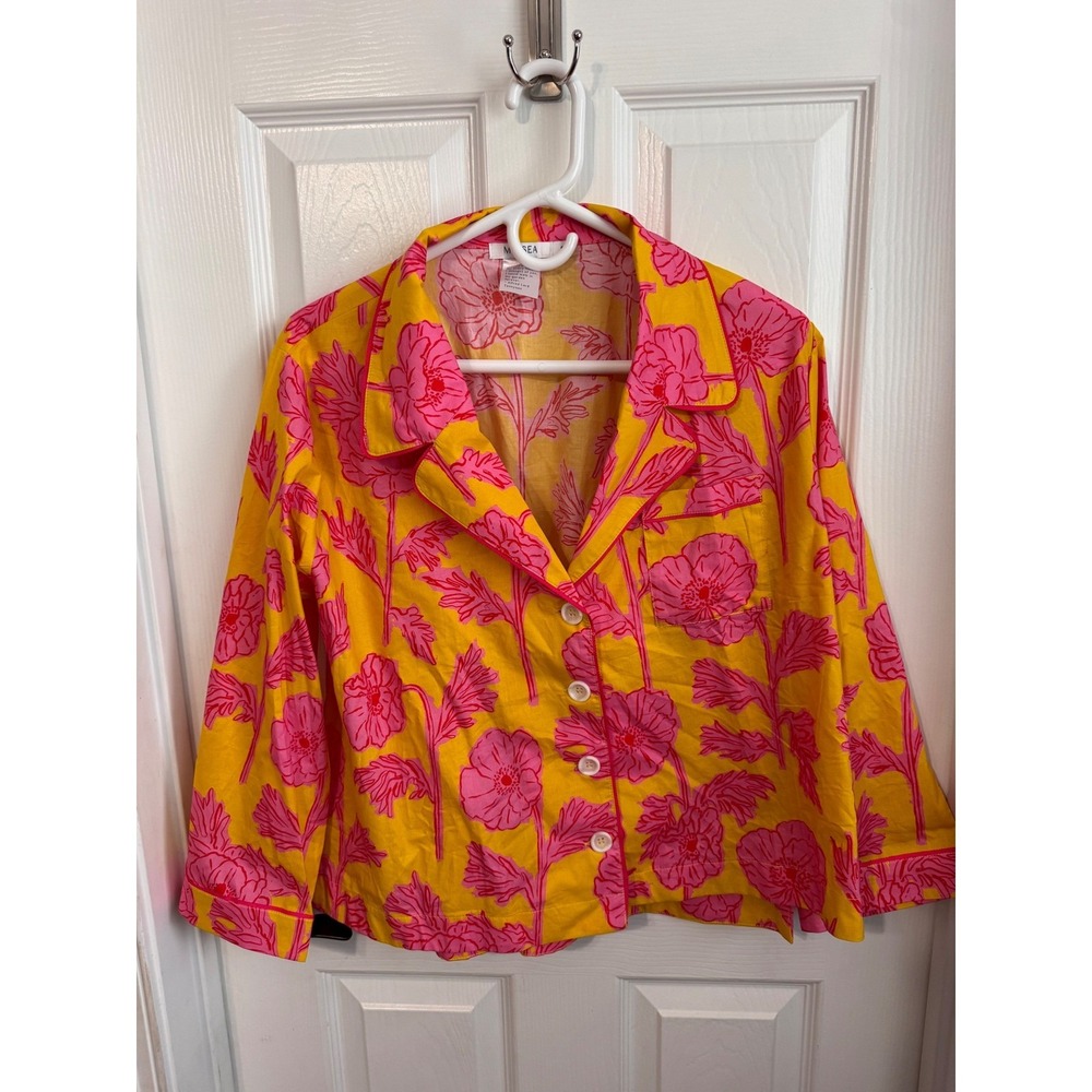 Mersea Over the Cotton Moon Block Poppy Pajama Set Travel Bag S NWT - Picture 3 of 10